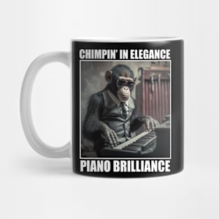 Chimpin' in Elegance, Piano Brilliance Funny Chimpanzee Musician Mug